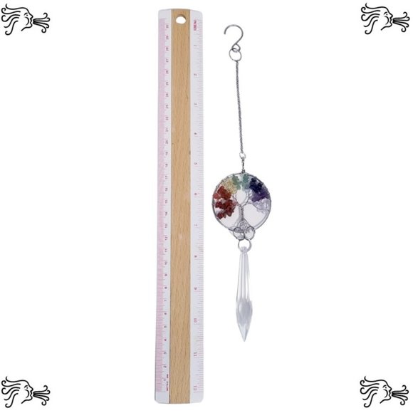 Chakra Mixed Stone Natural Stone Sun Catcher Crystal Prisms Tree of Life Chakra - Picture 1 of 2
